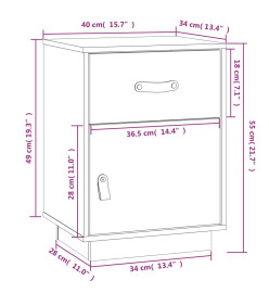 Table de chevet Blanc 40x34x55 cm Bois de pin solide