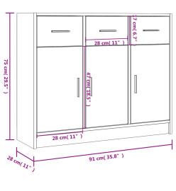 Buffet chêne fumé 91x28x75 cm bois d'ingénierie