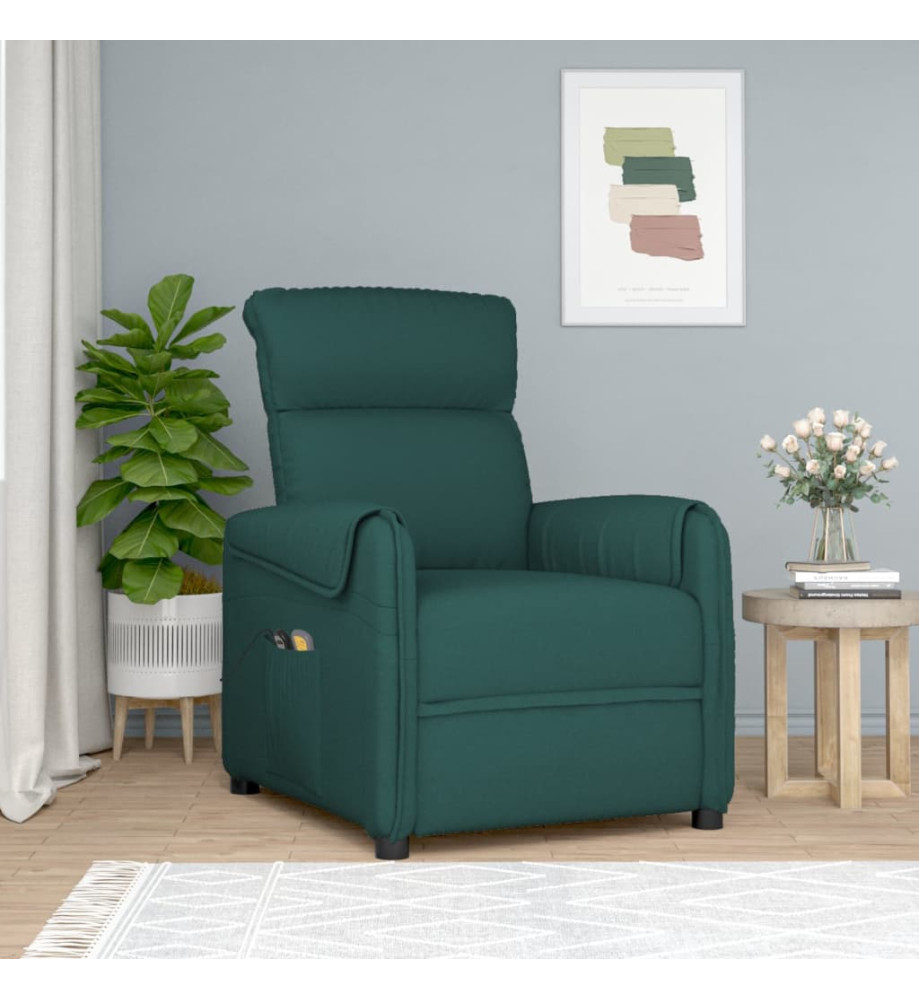 Fauteuil électrique de massage Vert foncé Tissu