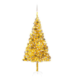 Arbre de Noël artificiel avec LED et boules Doré 210 cm PET