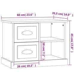 Table de chevet chêne marron 60x35,5x45 cm