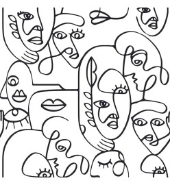 Noordwand Papier peint Friends&Coffee Line Art Faces Blanc et noir