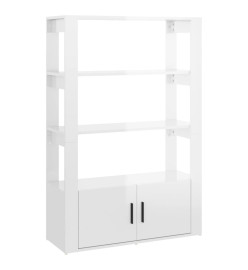 Buffet Blanc brillant 80x30x119,5 cm Bois d'ingénierie