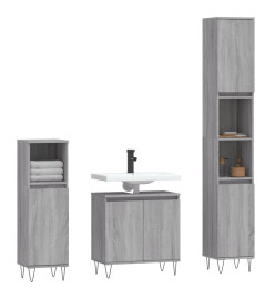 Ensemble d'armoires de salle de bain 3 pcs sonoma gris