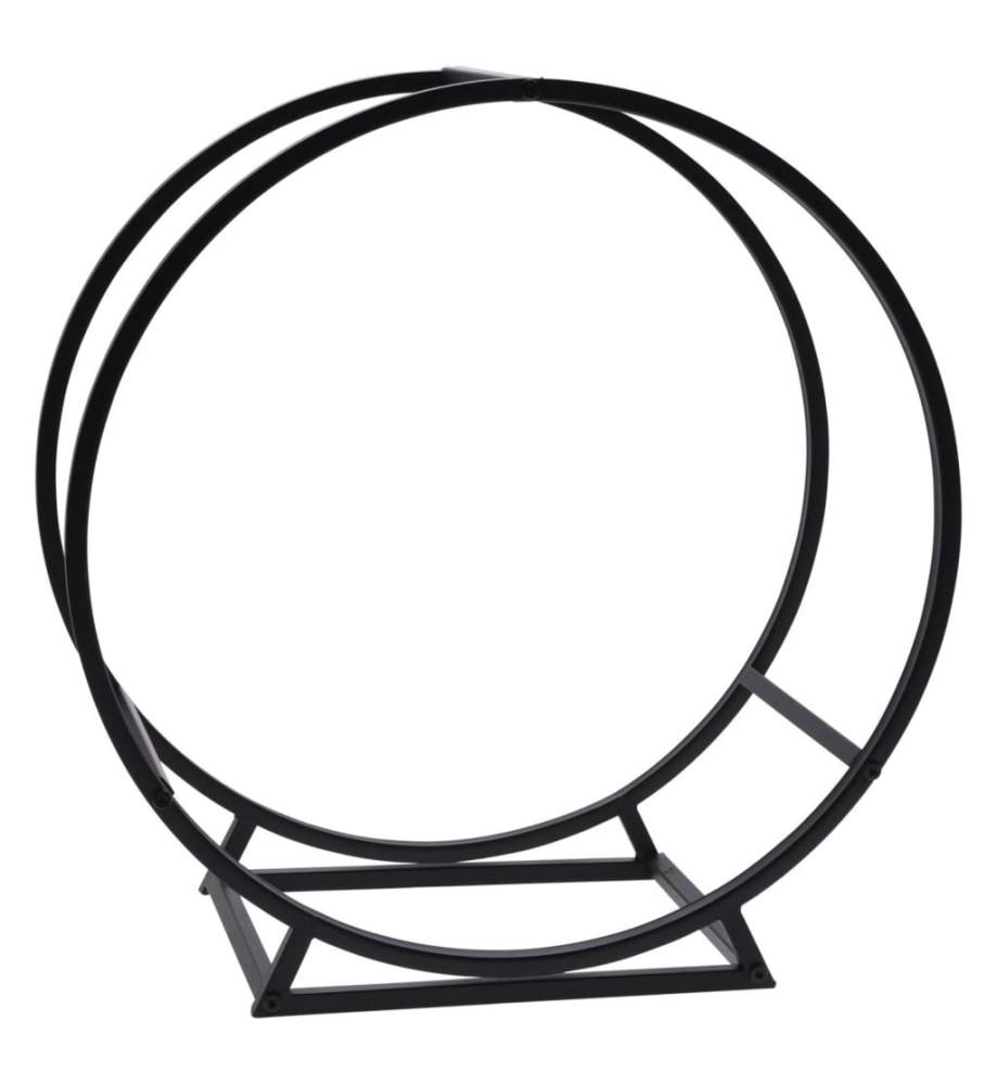 ProGarden Support de rangement à bûches rond 50x25x51,5 cm noir