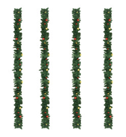 Guirlandes de Noël avec boules 4 pcs Vert 270 cm PVC