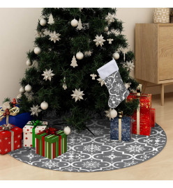 Jupe de sapin de Noël de luxe avec chaussette Gris 122 cm Tissu