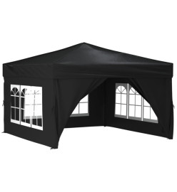 Tente de réception pliable avec parois Noir 3x3 m