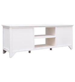 Meuble TV Blanc antique 108x30x40 cm Bois de Paulownia solide