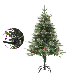 Sapin de Noël avec LED et pommes de pin Vert 120 cm PVC et PE