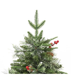 Sapin de Noël avec LED et pommes de pin Vert 120 cm PVC et PE