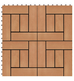 Carreau de terrasse 11 pcs WPC 30 x 30 cm 1 m² Couleur Teck