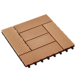 Carreau de terrasse 11 pcs WPC 30 x 30 cm 1 m² Couleur Teck