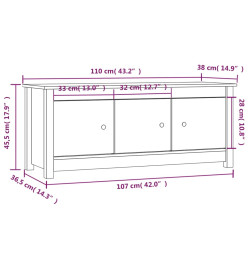 Armoire à chaussures Blanc 110x38x45,5 cm Bois de pin massif