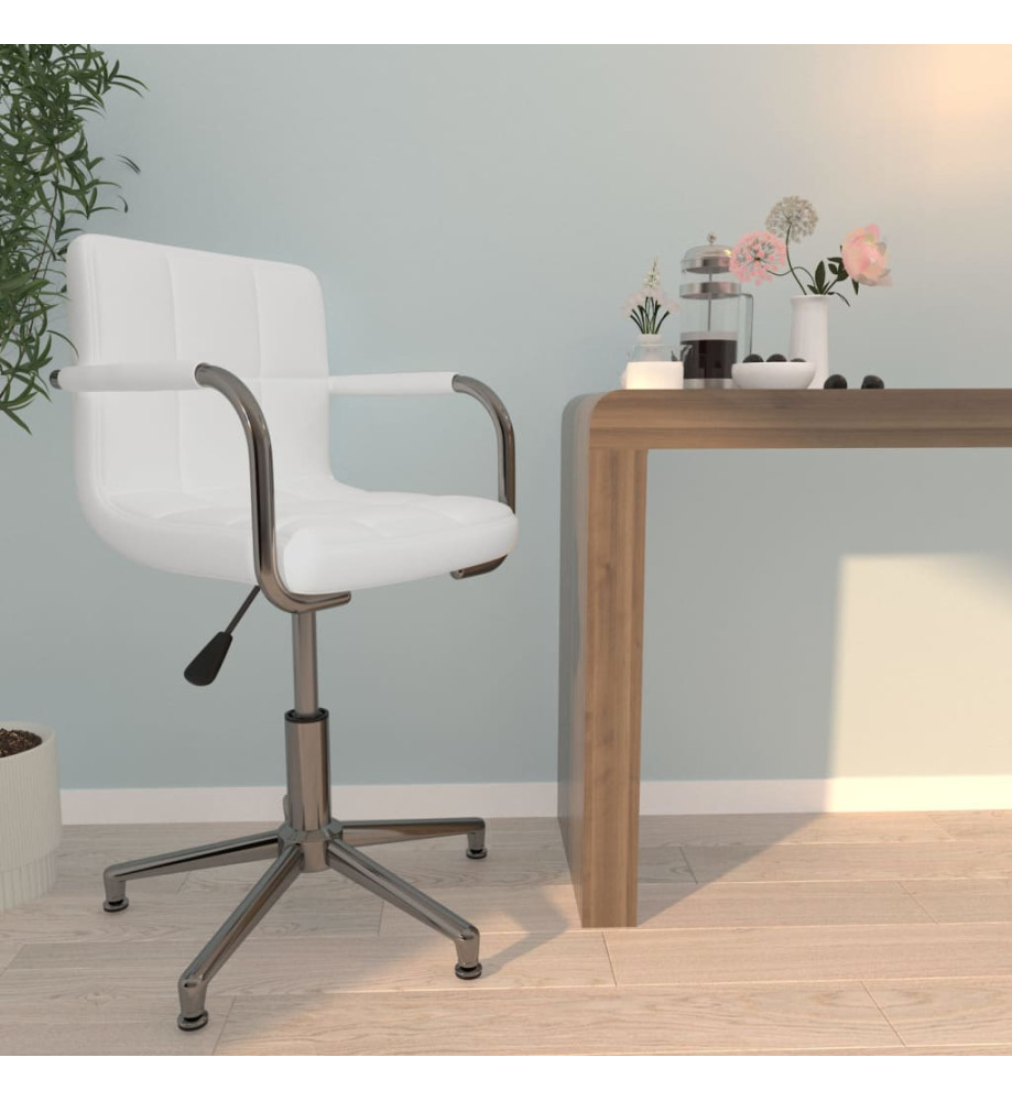 Chaise de bureau pivotante Blanc Similicuir