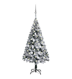 Arbre de Noël artificiel avec LED et boules Vert 120 cm