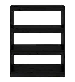 Bibliothèque/Séparateur de pièce Noir 80x30x103,5 cm Pin solide