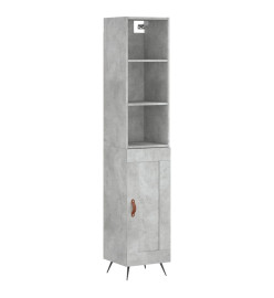 Buffet haut Gris béton 34,5x34x180 cm Bois d'ingénierie