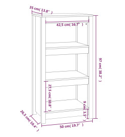 Bibliothèque Gris 50x35x97 cm Bois de pin massif