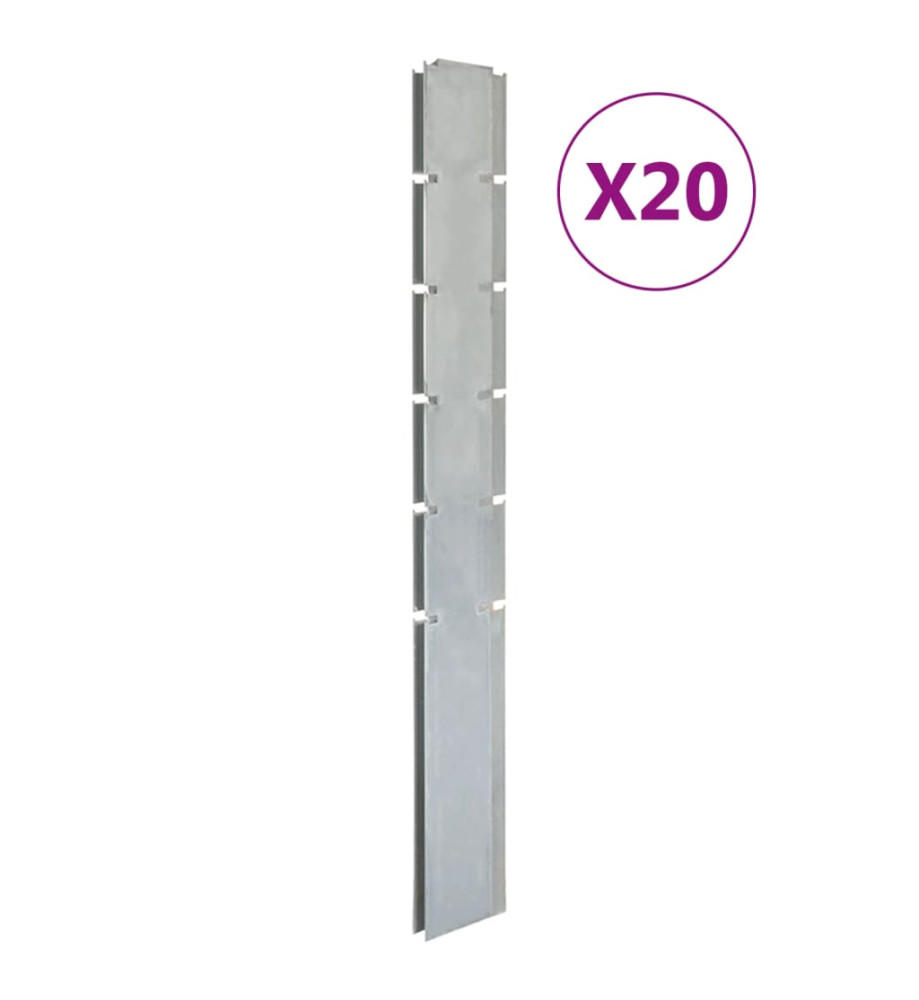 Poteaux de clôture 20 pcs argenté 160 cm acier galvanisé