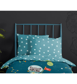 Good Morning Housse de couette enfant SPACY 100x135 cm Bleu pétrole