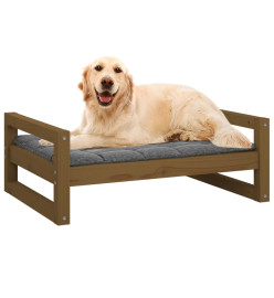 Lit pour chien Marron miel 75,5x55,5x28 cm Bois de pin solide