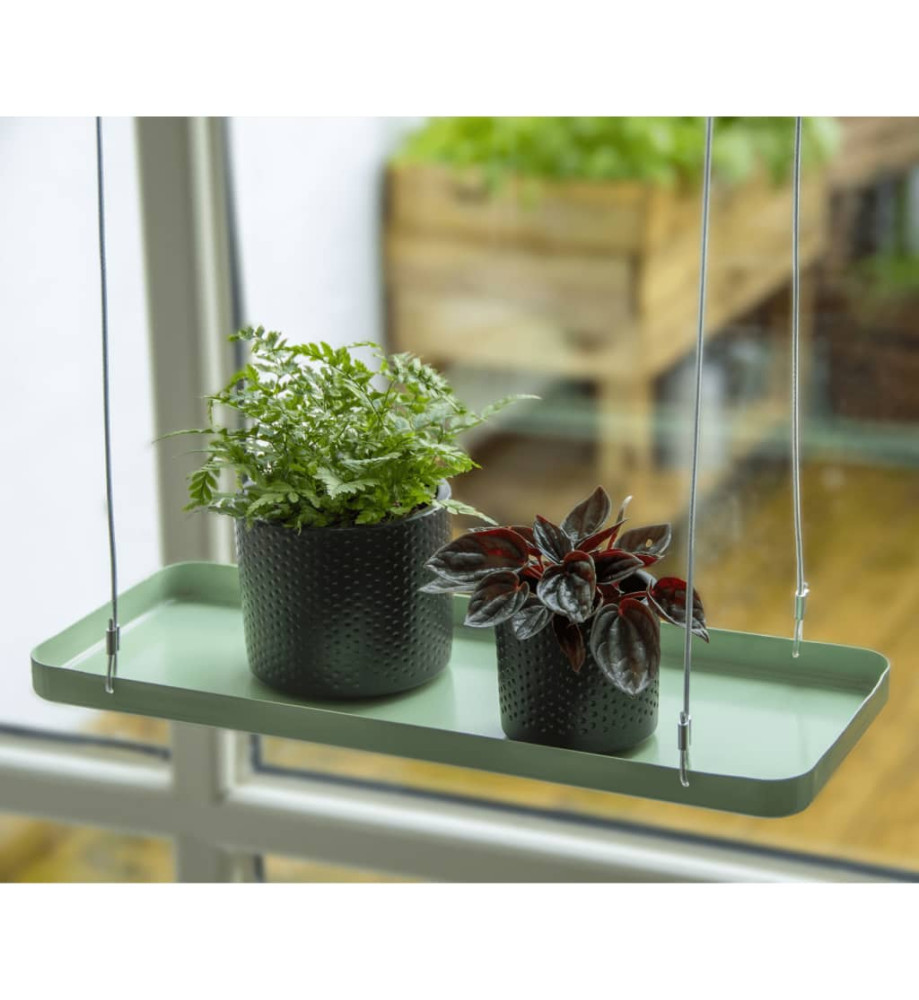 Esschert Design Plateau suspendu pour plantes rectangulaire vert S