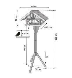 FLAMINGO Mangeoire à oiseaux et support Vintro 44x45,5x126 cm Naturel