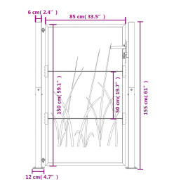 Portail de jardin 105x155 cm acier corten conception d'herbe