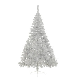 Demi sapin de Noël artificiel avec support Argenté 210 cm PVC