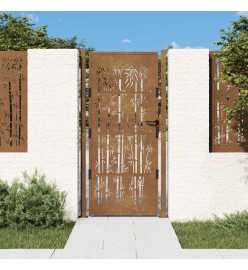 Portail de jardin 105x205 cm acier corten design de bambou