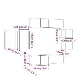 Ensemble de meubles TV 8 pcs Chêne fumé Bois d'ingénierie