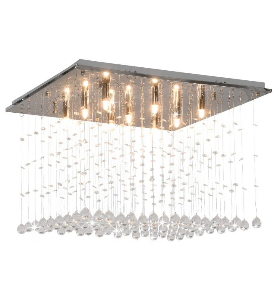 Plafonnier avec perles de cristal Argenté Cubique G9