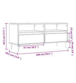 Meuble TV noir 100x34,5x44,5 cm bois d'ingénierie