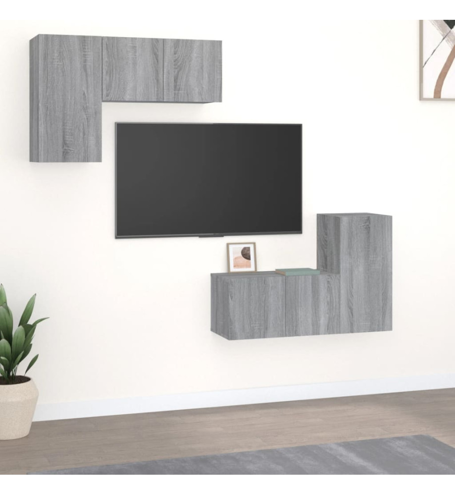 Ensemble de meubles TV 4 pcs Sonoma gris Bois d'ingénierie