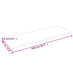 Comptoir de salle de bain 100x40x2 cm bois massif non traité