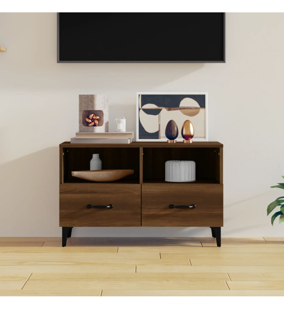 Meuble TV Chêne marron 80x36x50 cm Bois d'ingénierie