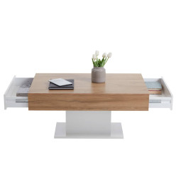 FMD Table basse Chêne antique et blanc