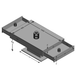 FMD Table basse Chêne antique et blanc