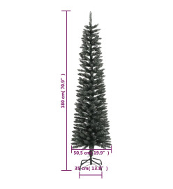 Sapin de Noël artificiel mince avec support Vert 180 cm PVC