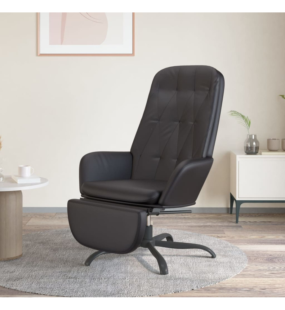 Chaise de relaxation avec repose-pied Noir brillant Similicuir