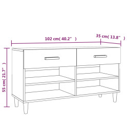 Armoire à chaussure Blanc brillant 102x35x55 cm Bois ingénierie