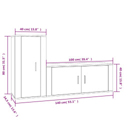 Ensemble de meubles TV 2 pcs Sonoma gris Bois d'ingénierie