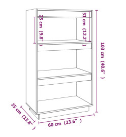 Bibliothèque/Cloison Marron miel 60x35x103cm Bois de pin solide