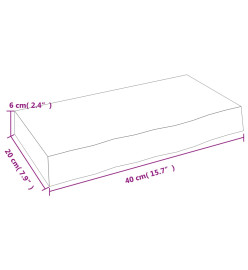 Étagère murale 40x20x6 cm bois de chêne massif non traité