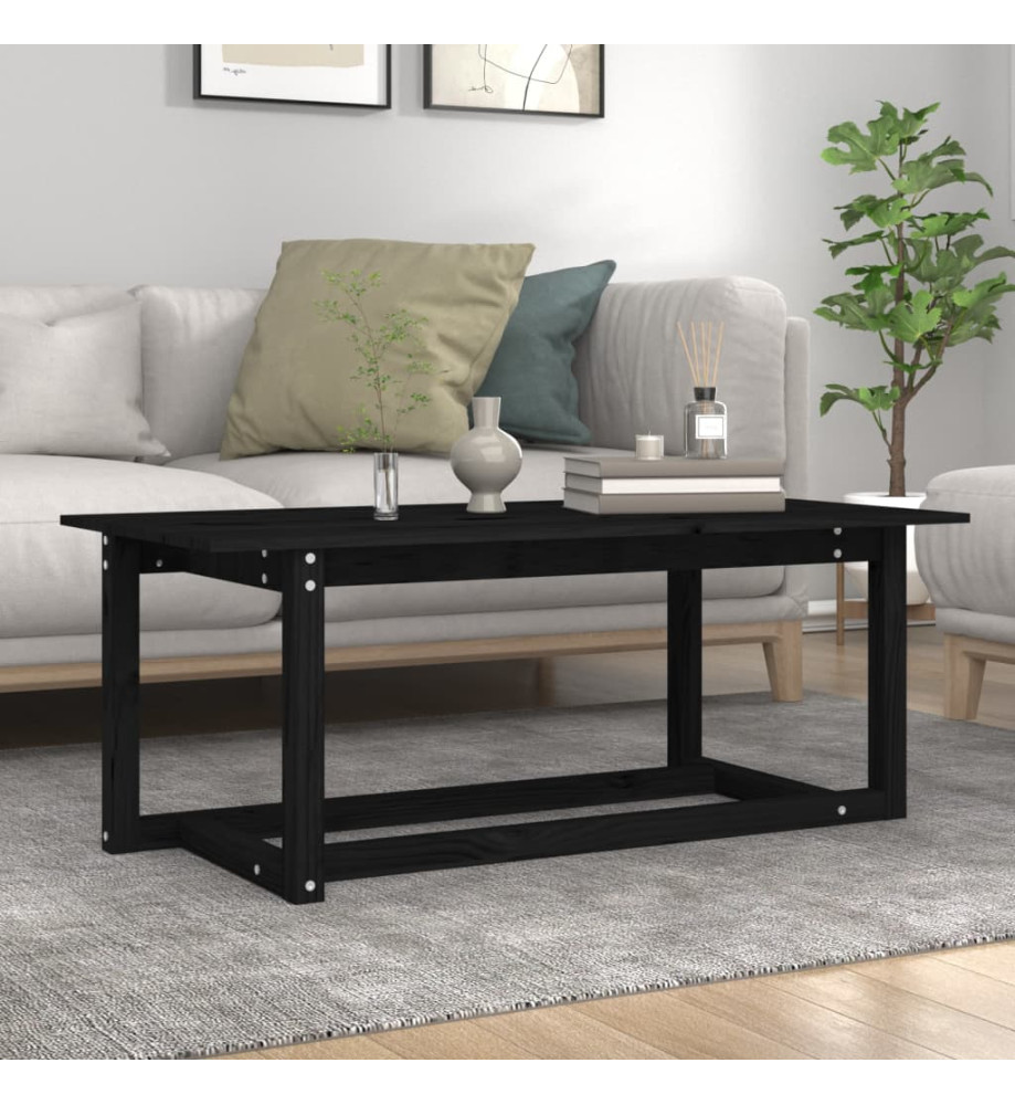 Table basse Noir 110x55x45 cm Bois massif de pin