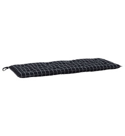 Coussin de banc de jardin carreaux noir 120x50x7 cm tissu