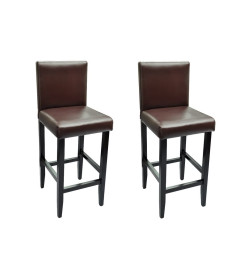 Tabourets de bar lot de 2 marron foncé similicuir