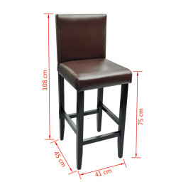 Tabourets de bar lot de 2 marron foncé similicuir