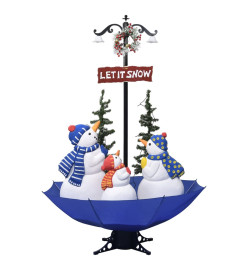 Arbre de Noël neigeux avec base de parapluie Bleu 170 cm PVC